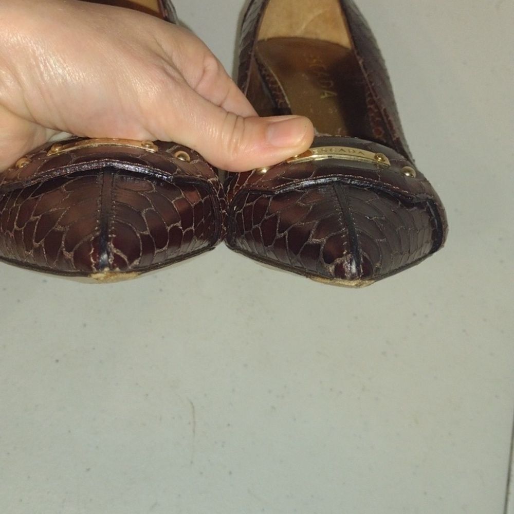 SNAKESKIN Escada Heels brownish reddish color size 38 - Picture 4 of 12